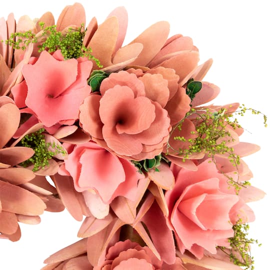 15" Pink & Yellow Mixed Floral Artificial Valentine's Day Heart Wreath